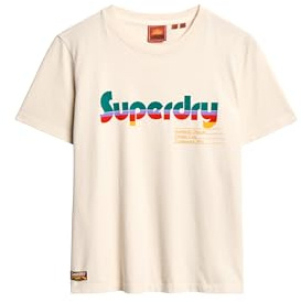 Superdry Damen Lässiges Retro Flock T-Shirt