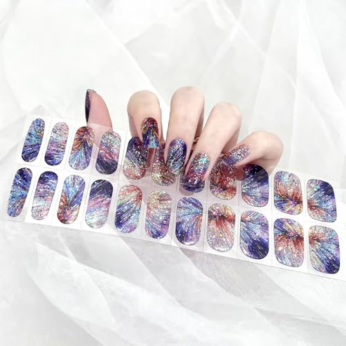 22PCS Autocollant Ongle UV Semi Durci, French Enveloppes Auto-adhésives, Stickers pour Vernis, Lampe UV/LED Requise - Bonbons Éclatants