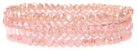 GoPaw Damen Kristall Perlen Armband, Mehrschichtiges Steine Armband, Paar/Freundschafts/Partner Armbänder (Rosa)