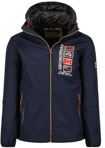Geographical Norway Talgare Men Veste Softshell Capuche Homme Impermeable - Manteau Outdoor Blouson Coupe Vent Tactique Resistant - Randonnee Ski Automne Hiver Printemps (Marine L)