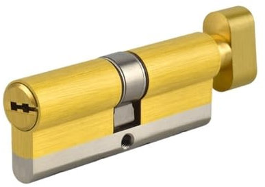 HESHUYAN SchließZylinder Türschloss Messing Zylinder Einzelne offene Bruch Anti Hebel Edelstahl Bar Messing Schlangennut Zylinder Farbe 8 Schlüssel Zylinderschloss(65(32.5knob-32.5))