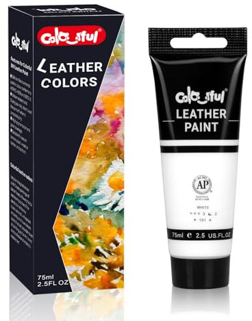 Colorful Acrylic Leather Paint 2.5oz White for Shoe Painting -Leather Paint for Bag & Wallet Decor, Jacket Care, Crafts DIY & Customizing Projects