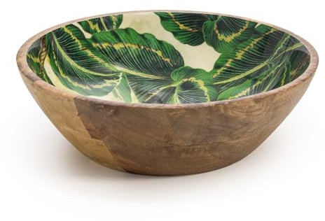 woodluv Fruit Bowl 25cm, Wooden Salad Bowl, Bread Basket, Fruit Basket for Kitchen or Table Centrepiece Decoration,Serving Bowl