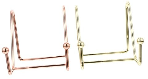 Zerodeko 2pcs Photo Display Stand Disply Stand for Plate Hangers to Decorate Pictures Frames Table Easel Rose Gold Plates Cookbooks Display Rose Gold Decor Stand for Tablet Iron Plate Stand