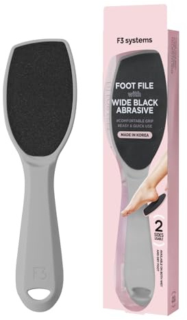 F3 Systems, Wide Emery, Double-Sided Pedicure Tool, Colossal Foot File for Men & Women, Effective for Cracked Heel, Callus Remover, Foot Scrubber, Professional, (Gray)