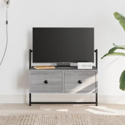 CINDERFUL TV-Wandschrank Grau Sonoma 60,5x30x51 cm Holzwerkstoff,Wandboard TV Grau Sonoma Hängeregal TV Wohnzimmer mit Stauraum TV-Möbel, TV-Bänke
