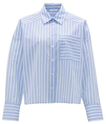 OPUS Damen Langarmbluse | Streifenbluse FOKIA Loose aus leichtem Baumwoll Mix Blue Salt, 42