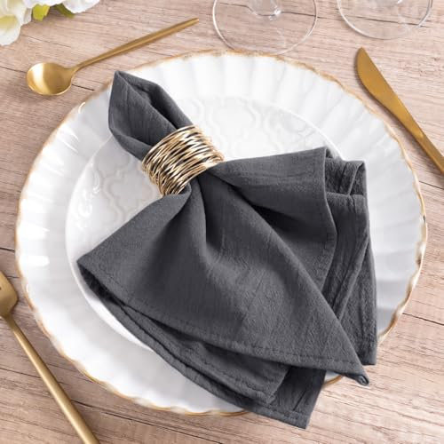 MLMW Graue Stoffservietten, Set mit 8 Leinenservietten, Baumwolle, waschbar, 40,6 x 40,6 cm, für Hochzeit, Party, Babyparty, Brautparty, Geburtstag, Tischdekorationen
