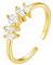 KnBoB Trauringe 585 Gelbgold, 14K Damen Ring Offen Verstellbar Ring 3.5x3.5 MM Weiß Rund Moissanit Stein Eheringe und Verlobungsring Gr. 56 (17.8)