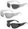 KUMSODE 3 Stück Damen Herren Vintage Wrap Around Sunglasses Polarized Sports Eyeglasses Mirrored Outdoor Rider Glasses Rechteckige Sonnenbrille Futuristisch Sonnenbrillen Y2K