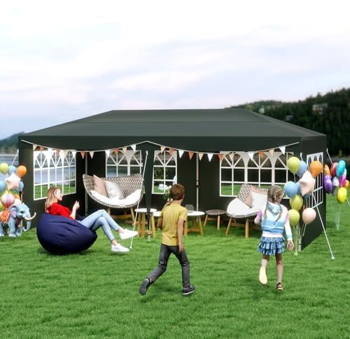 ACXIN Faltpavillon 3x6 Faltbar Partyzelt Gartenzelt, Pavillon Outdoor inkl. Tragetasche & Erdanker, Wasserdicht & UV-Schutz, Höhenverstellbar (Dunkelgrün, mit 6 Seitenwänden)