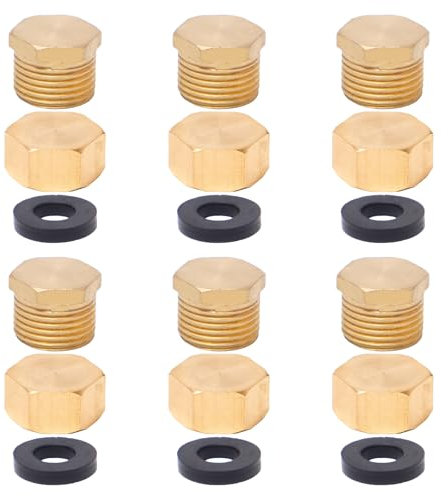 Neikafan Tappo di chiusura in ottone 3/8 12 pezzi Tappo filettato per tubo radiatore Tappo di arresto dell'acqua maschio e femmina per lavatrice Valvola radiatore Rubinetti Rubinetti Rubinetti