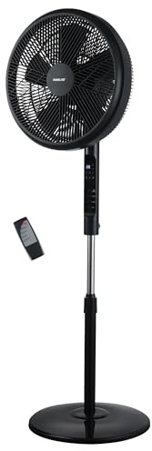 Fanelite Ventilateur sur pied silencieux 40 cm LF42-40R-DC – 12 vitesses – Moteur DC économique – Télécommande – Minuterie 12h – Oscillant – Hauteur réglable – Plastique