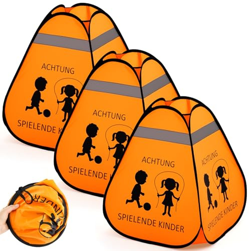 Namalu 3 Stück Straßenwarnschild Achtung verkehrsschilder Kinder Schild Spielende Pop Up Warnung Kinder Kegel für Sofortige Vorsicht Großes Sicherheitschild 60 x 50 x 50 cm