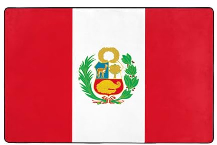 VVXBHGR Flanellstoff-Teppich mit Flagge von Peru, 152,4 x 99,1 cm, Bodenmatte für Wohnzimmer, Büro, Couchtisch, Bett, Balkon