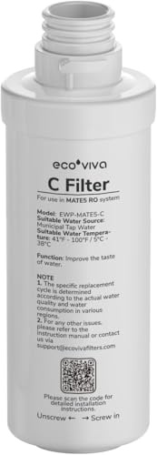 Ecoviva MATE 5 - C filtri di ricambio C, per sistema di osmosi inversa UV MATE 5 - Filtro acqua potabile