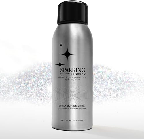 Mifeloy Haar- & Körperglitzerspray – Lang anhaltend & Körpershimmer, Gesichtsglitzer, schnell trocknend – für Festivals, Konzerte, Bälle – Glitzer-Haarspray für Männer & Frauen, 100 ml,Silber