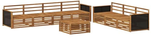 vidaXL Outdoor-Sofagarnitur 8 pcs Natur 79 x 79 x 37 cm, Garten Sofa, modernes Outdoor-Mobiliar, Bequeme Lounge-Ecke für Terrasse und Patio