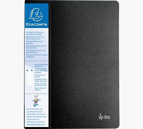 Exacompta - Réf. 88401E - 1 Protège-documents avec porte étiquette 3 faces Up Line - 40 pochettes - 80 vues - pour A4 - dimensions 24 x 32 cm - couverture en polypro rigide opaque - couleur noir