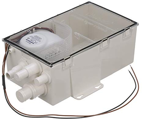 Attwood 4143-4 Pozzetto scarico doccia con pompa da 750 GPH, 12 Volt, cavo da 56 cm, scatola standard, tubo di uscita ID da 19 mm