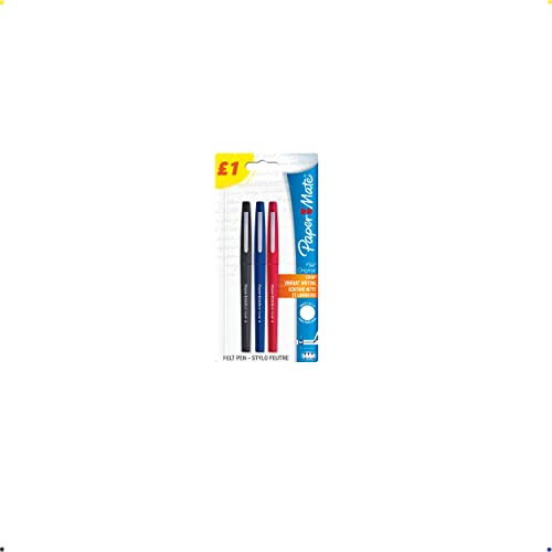 Paper Mate Flair Original Felt Tip Pen, Medium - Assorted Standard Colours, Pack of 3