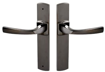 Vachette Set de Poignées de Porte sur Grande Plaque MUZE en Zamak - Version Double Béquille sur Plaque Entraxe 195 mm - Bec de Cane pour Porte Cuisine/Salon - Finition Diamant Noir - Garantie 10 Ans