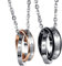 Flongo coppia collana Buon Natale San Valentino Regalo per donna uomo anelli interblocco mosaico strass pendenti scrivono Forever Love 2 colori un set in acciaio inossidabile