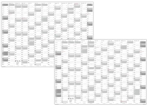 XL Wandkalender DIN A1 2025 + 2026 (grau2) große Tageskästchen (Kalender werden gerollt versendet)