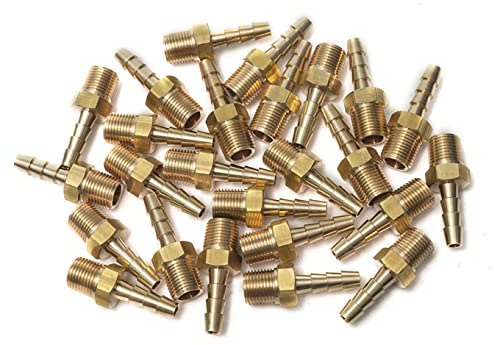 LTWFITTING Messing Fittings Anschluss 1/8 Außengewinde R x 5 mm Schlauch für Kraftstoffsystem und Klimaanlage von Fahrzeugen(25 Stück)