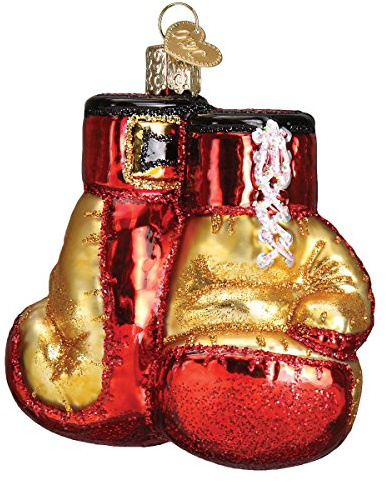 Old World Christmas Boxing Gloves Glass Blown Ornament for Christmas Tree, Handcrafted Holiday Decoration, Sport Collection