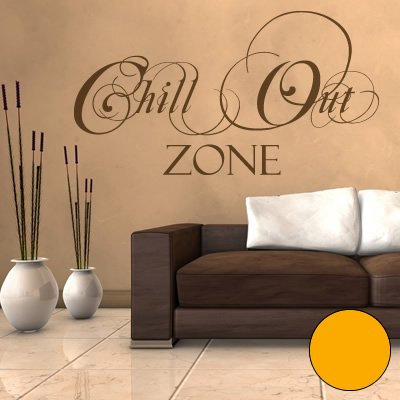 A525 Wandtattoo Chill Out Zone 111cm x 60cm goldgelb (erh. in 40 Farben und 2 Größen)