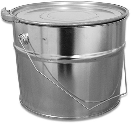 plasteo® 6 Liter Weißblecheimer Hobbock inkl. Deckel mit Spannring | Stabiler Metalltragegriff | Luft und Flüssigkeitsdicht | Robust und Stapelbar | Gefahrgut Tauglich