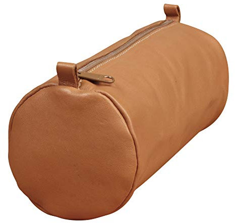 Clairefontaine 77032C Schlampermäppchen Age Bag (aus Leder, 22 x 8 cm, rund, groß, mit Metallverschluß) tabak