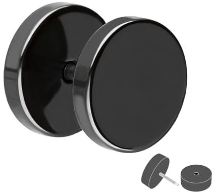Treuheld Fake Plug - Edelstahl Ohrstecker zum Schrauben - Schwarz - Damen & Herren - 10mm