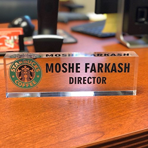Artblox Office Desk Name Plate Personalized | Custom Name Plates for Desks with Your Logo On Clear Acrylic Glass - (8 x 2.5)