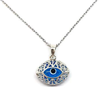 MYSTIC JEWELS by Dalia Halskette mit bösem Auge aus Kristall und Sterling-Silber 925 (Augenform)