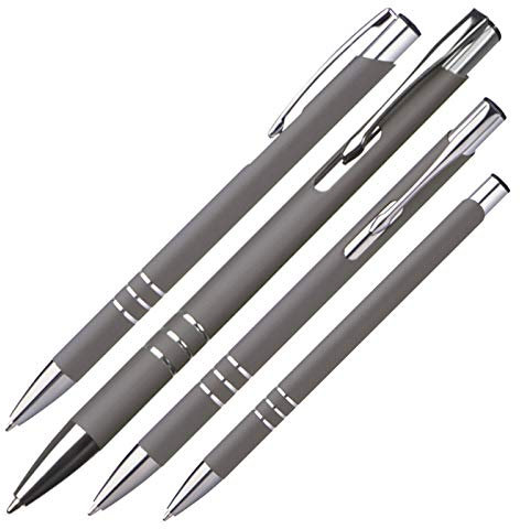 10 schlanke Kugelschreiber/aus Metall/Farbe: grau