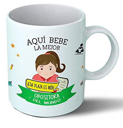 Planetacase - Taza Opositora - Regalo Original Opositores Estudiantes de Oposiciones - Cerámica 330 mL - Taza Desayuno Apta para Microondas y Lavavajillas - - Resistente a Lavados