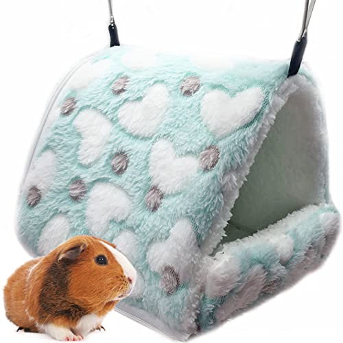 LeerKing Kleintiere Kuschelhöhle Meerschweinchen Kuschelbett Nest Plüsch Haus Hängematte für Ratte Hamster Nager Frettchen Bartagame Degu Grün M