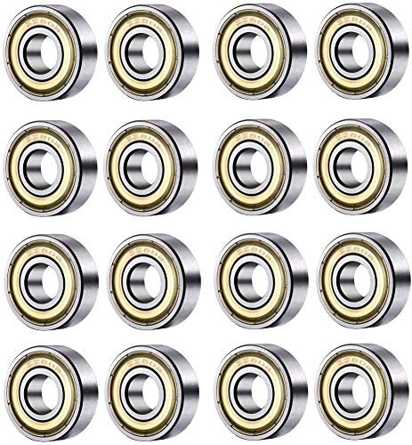 608 ZZ Kugellager, 20 STÜCKE 608zz Metall doppelt geschirmt Miniatur-Rillenskateboard-Kugella (Silber)