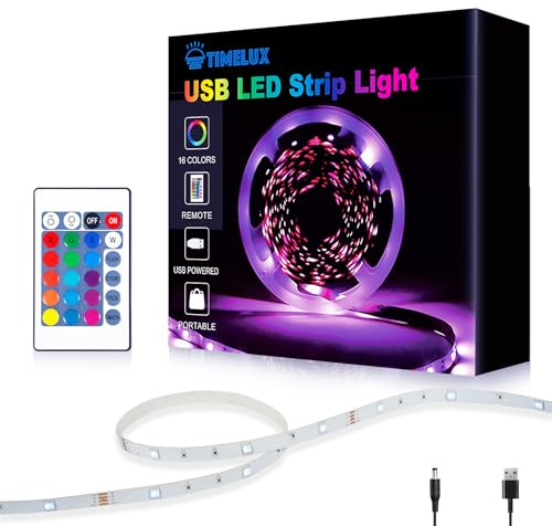 TV-LED-Hintergrundbeleuchtung, 3 m lange LED-Lichtstreifen hinter dem Fernseher, USB-betrieben, Farbwechsel für 117,8 - 165,8 cm (46-65 Zoll) Fernseher RGB 5050 LED-Bandlichter mit IR-Fernbedienung