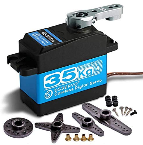 ZHITING 35KG Servomoteur Numérique sans Noyau Engrenage en Acier Inoxydable 7.4V DS3235 étanche à Couple élevé avec Bras Servo 25T pour Robot de Voiture RC (180 °