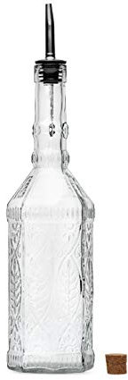 BULK PARADISE Hochwertige Glasflasche mit Ausgießer und Kork, groß, transparent, 900 ml, 1 Flasche – Design: Vino (7,6 x 30,2 cm)