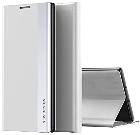 Coque Hülle für Apple iPhone X/XS Gehäuse,Smart Flip Cover Seitenfenster Handyhülle,Stoßfeste TPU Handyhülle für Apple iPhone X/XS-Silber