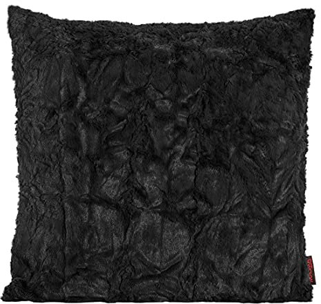 Zwei Magma Kissenhülle Fluffy - 40 x 40 cm - Plüsch Kissenhülle Felloptik - sehr flauschig und kuschelig viele Farben, Farbe:Magma_schwarz_001