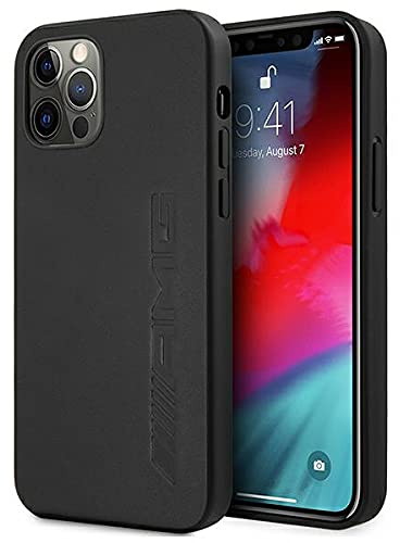 Mercedes AMG AMHCP12LDOLBK Hülle für iPhone 12 Pro Max 6,7 schwarz Leather Hot Stamped