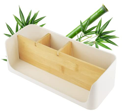 ECO Schreibtisch Organizer | Tisch- Büro- Kosmetik- Organizer | Handy & Tablet Halterung | Stiftehalter Schreibtisch | Briefablage | Serviettenhalter | Organizer box | home office storage (groß, weiß)