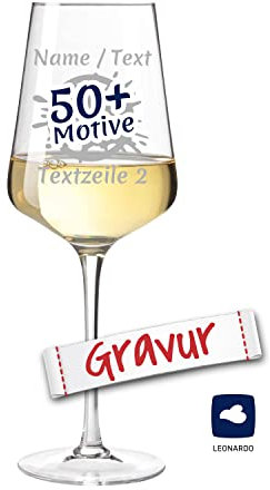 LEONARDO Weinglas mit Gravur personalisiert/Namen, Weißwein-Glas graviert als Geschenk zum Geburtstag u. Hochzeit, Geschenkidee Frauen Männer Mama Papa (PUCCINI, 560 ml)