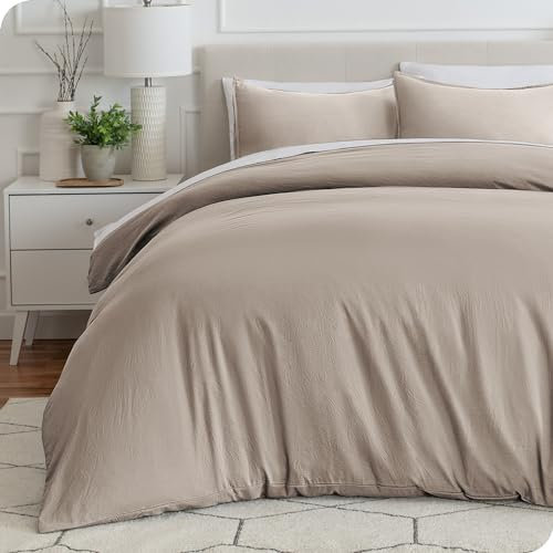 Bare Home Sandwashed Duvet Cover and Pillowcase Set - Super King Size - Premium 1800 Ultra-Soft - Lightweight - Cooling Duvet Cover - 2 Pillowcases (Super King, Sandwashed Pebble Beach)