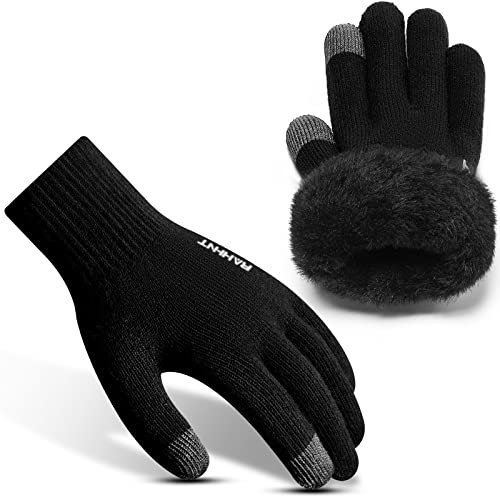 Rahhint Thermal Winter Gloves for Men Women Pure Wool Knit Gloves with fleece lining insulated Liner Keep Hand Warm Gift